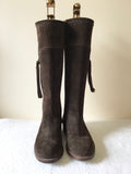 MOLOH TETBURY ENGLAND DARK BROWN SUEDE TASSEL TRIM BOOTS SIZE 3/36