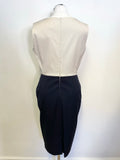 BRAND NEW PHASE EIGHT SLEEVELESS CREAM & NAVY BLUE PENCIL DRESS & SHORT JACKET SIZE 12