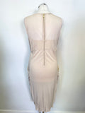 WHISTLES CREAM  SLEEVELESS  DRAPED FRONT PENCIL DRESS SIZE 16
