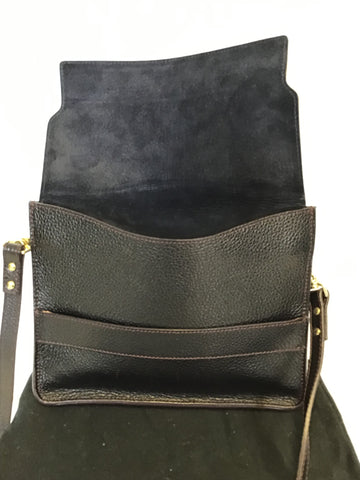 SOPHIE HULME DAMSON LEATHER & BRASS PLATE TRIM SHOULDER BAG