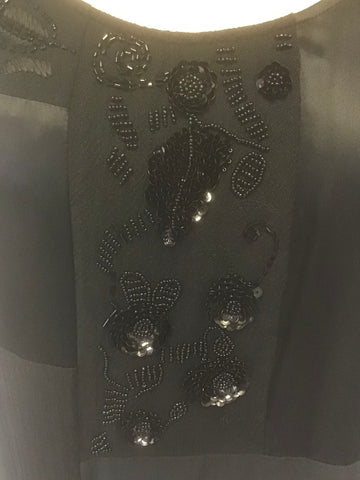 JIGSAW BLACK SILK BEADED,EMBROIDERED & SEQUIN EMBELLISHED SHIFT DRESS SIZE 12