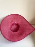 BRAND NEW UNBRANDED PINK BOW & FEATHER TRIM WIDE SHAPED BRIM FORMAL HAT