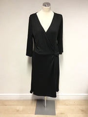 BRAND NEW BETTY BARCLAY BLACK WOOL BLEND WRAP DRESS SIZE 18