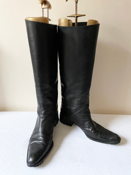 HOBBS BLACK LEATHER KNEE LENGTH BOOTS SIZE 5.5/38.5