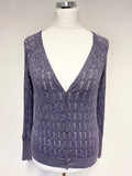 SIMPLY VERA BY VERA WANG PURPLE & SILVER WEAVE LONG SLEEVED CARDIGAN SIZE L