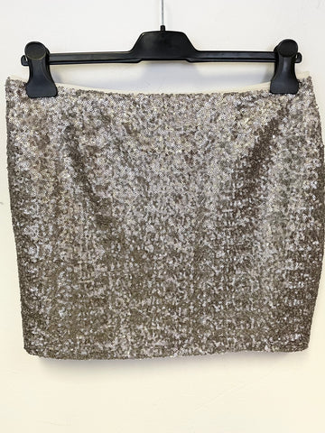 GAP PEWTER SEQUINNED STRAIGHT MINI SKIRT SIZE 4 UK 8/10