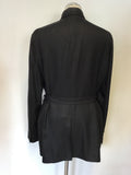 RALPH LAUREN BLACK SILK BELTED JACKET SIZE L