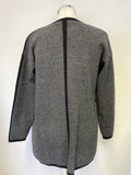 UNBRANDED GREY & BLACK TRIMMED EDGE TO EDGE CARDIGAN/ JACKET SIZE M