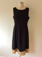 NAF NAF BLACK & CAMEL TRIM PLEATED SKIRT DRESS SIZE 42 UK 14