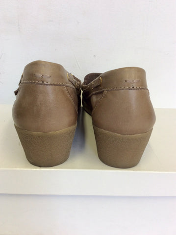 MODA IN PELLE LIGHT BROWN LEATHER WEDGE HEELS SIZE 4/37