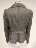 LK BENNETT WOOL BROWN CHECK SILK LINED TAILORED SKIRT SUIT SIZE 10/12
