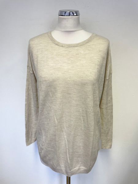 PURE COLLECTION CREAM 100% SUPERFINE CASHMERE LONG SLEEVE JUMPER SIZE 12