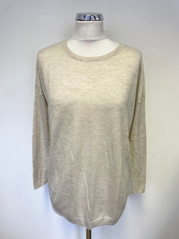 PURE COLLECTION CREAM 100% SUPERFINE CASHMERE LONG SLEEVE JUMPER SIZE 12