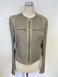 HUGO BOSS GREY COTTON QUILTED ZIP UP JACKET & SHORT SKIRT SUIT SIZE 10/12