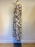MINT VELVET PALE GREY BUTTERFLY PRINT DRESS SIZE 14