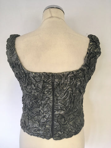 MULBERRY PEWTER METALLIC SLEEVELESS BODICE SILK LINED TOP SIZE 10