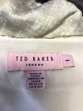TED BAKER BLACK,PEACH,PINK & IVORY SILK SLEEVELESS SHIFT DRESS SIZE 1 UK 8/10