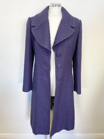 PER UNA BOUCLE WEAVE FITTED LONG SLEEVE  A LINE COAT SIZE 10