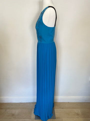 PAUL SMITH BLACK LABEL TURQUOISE BLUE SILK EMBROIDERED TOP MAXI DRESS SIZE 42 UK 10