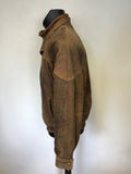 QUALITY BROWN ANTIQUE LOOK ZIP UP LEATHER JACKET SIZE L