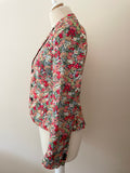 JACK WILLS NAVY & MULTICOLOURED FLORAL PRINT COTTON FITTED JACKET SIZE 8