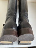 HOBBS BLACK LEATHER KNEE LENGTH BUCKLE TRIM LOW HEEL BOOTS SIZE 6/39