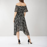 BRAND NEW COAST ADA BARDOT BLACK & WHITE MONO PRINT MIDI DRESS SIZE 10