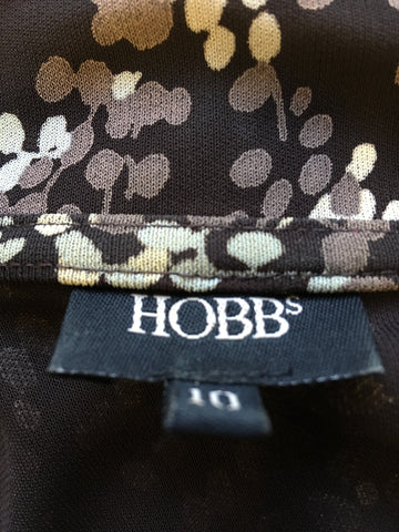 HOBBS BROWN PRINT 3/4 SLEEVE WRAP DRESS SIZE 10