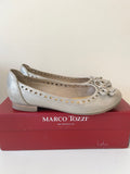 MARCO TOZZI GABBY PALE GOLD METALLIC BOW TRIM FLATS SIZE 5/38