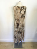 FUEGO BROWN PRINT SLEEVELESS LONG DRESS & MATCHING TOP/ JACKET SIZE XXL