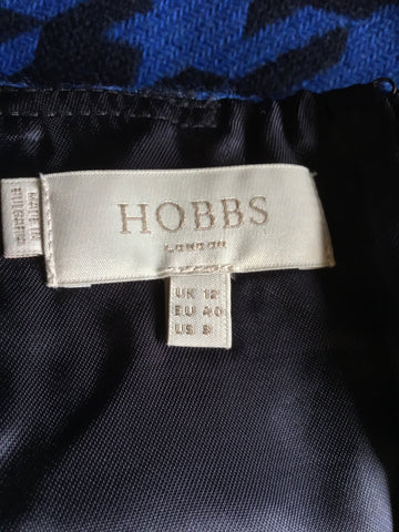 HOBBS NESTA BLUE & BLACK CHECK WOOL BLEND SKIRT SIZE 12