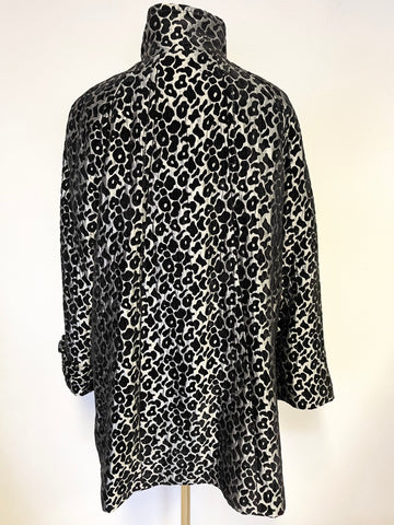ROMAN BLACK & SILVER PRINT MID LENGTH SPECIAL OCCASION COAT SIZE S