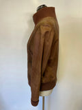 LAKELAND TAN BROWN SOFT LEATHER BOMBER JACKET SIZE 14