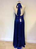 BRAND NEW COAST BLUE SILK HALTER NECK MAXI DRESS SIZE 16