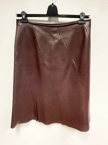 BRAND NEW MNG BROWN LEATHER A LINE KNEE LENGTH SKIRT SIZE 14