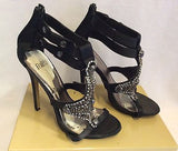 Faith Black Satin Bead & Jewel T Bar Ankle Strap Heels Size 6/39 - Whispers Dress Agency - Womens Heels - 3