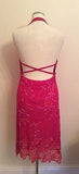 BRAND NEW AFTERSHOCK HOT PINK BEADED & SEQUINNED HALTERNECK COCKTAIL DRESS SIZE M - Whispers Dress Agency - Womens Eveningwear - 3