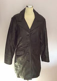 Soft Black Leather Button Front Coat Size L - Whispers Dress Agency - Womens Coats & Jackets - 1