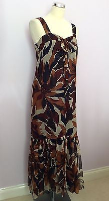 Jigsaw Autumn Shades Long Silk Maxi Dress Size 10 - Whispers Dress Agency - Womens Dresses - 1