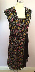 Whistles Black Floral Print Sleeveless Tie Belt Dress Size 10 - Whispers Dress Agency - Womens Dresses - 1