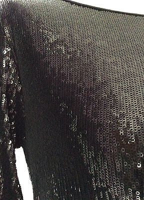 Brand New Warehouse Black Long Sleeved Sequinned Bodycon Dress Size 8 - Whispers Dress Agency - Womens Eveningwear - 3