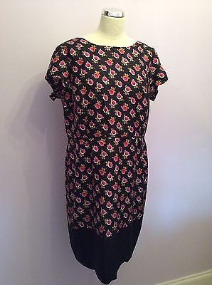 Monsoon Black & Pink Flower Print Silk Shift Dress Size 18 - Whispers Dress Agency - Womens Dresses - 1
