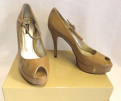 Dolce & Gabbana Camel Patent Leather Peeptoe Heels Size 5.5/38.5 - Whispers Dress Agency - Womens Heels - 1