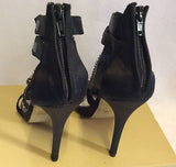 Faith Black Satin Bead & Jewel T Bar Ankle Strap Heels Size 6/39 - Whispers Dress Agency - Womens Heels - 5