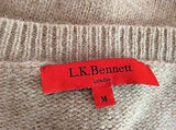 LK Bennett Light Brown Lambswool & Angora Blend Long V Neck Jumper Size M - Whispers Dress Agency - Womens Knitwear - 3