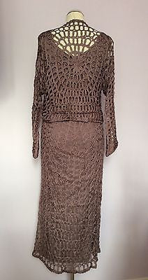 Gina Bacconi Mauve Crocheted Dress & Matching Cardigan Size 16 - Whispers Dress Agency - Womens Special Occasion - 3