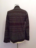 Nitya Dark Brown & Green Stripe & Floral Design Wool V Neck Cardigan Size 10 - Whispers Dress Agency - Womens Knitwear - 2