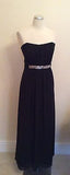 Roman Originals Beaded Trim Black Strapless Long Evening Dress Size 16 - Whispers Dress Agency - Sold - 1