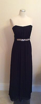 Roman Originals Beaded Trim Black Strapless Long Evening Dress Size 16 - Whispers Dress Agency - Sold - 1