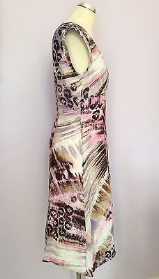 Betty Barclay Pink, Lilac White & Brown Print Linen Dress Size 12 - Whispers Dress Agency - Womens Dresses - 2
